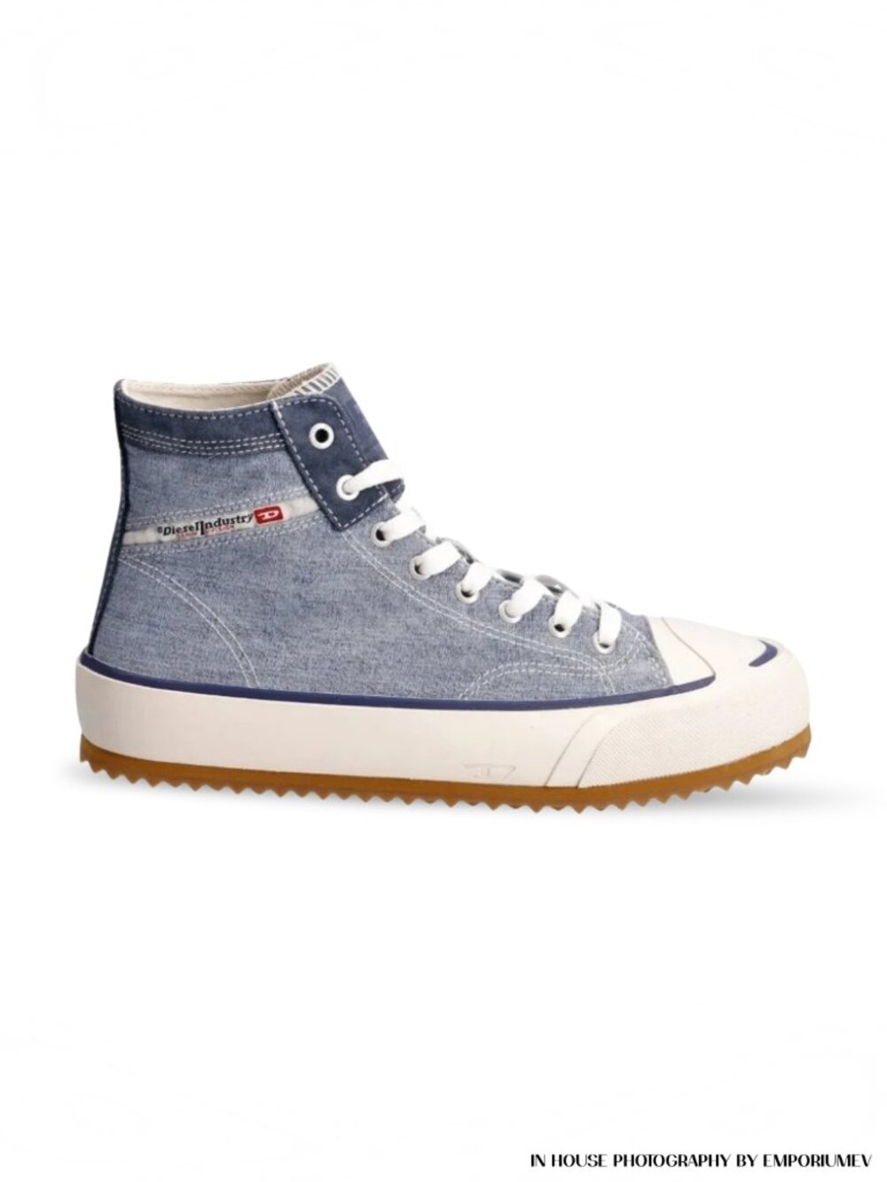 Diesel Principa Light Blue Textile Men 11 US High Top Platform Lace Up Sneakers